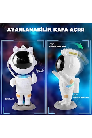 Castu Msz-003 Astronot Gece Lambası Astronot Projektör Gece Lambası Uzaktan Kumandalı Çok Renkli Nebula Gece Lambası Yıldızlı Gece Lambası Zamanlayıcılı Gece Projektörü Diğer