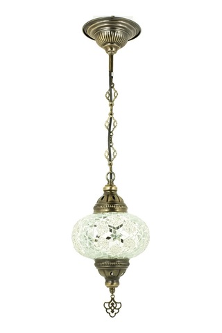 Dekoratif Osmanlı Fas Lambası Mozaik Avize Tekli Sarkıt Renkli