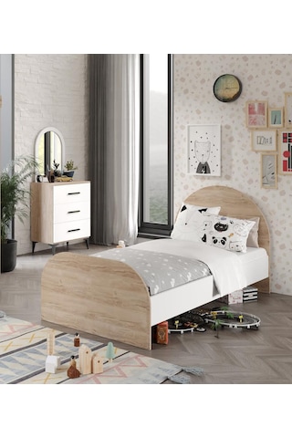 Ildır Çocuk Odası Takımı 3 Parça Tamamı Mdf Flora Beyaz Aynalı