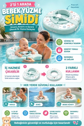 Bebek Simidi Sökülebilir Oturaklı & Fonksiyonel Dinozor Temalı 2 İn1 Büyüyen-deniz Simidi Ld003