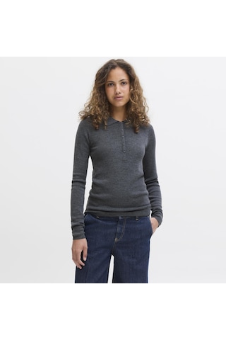 Jack & Jones Kadin Dar Kalip Polo Yaka Kazak - Wren - 12286299 Medium Grey Melange