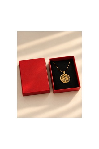 Kişiye Özel Fotoğraf Baskılı Çelik Kolye İsme Özel Kutu Gold