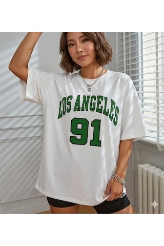 Asvella Trend Baskılı Unisex Kesim Tshirt Beyaz