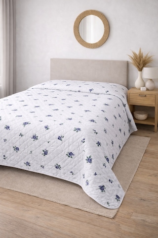 Laila Kapitone Pamuklu Çift Kişilik 200 X 230 Cm Çok Amaçlı Yatak Örtüsü / Pike Mor