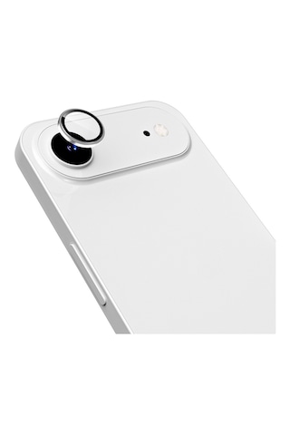 Apple Uyumlu iPhone 17 Air Metal Çerçeveli Temperli Kamera Lens Koruyucu Gümüş
