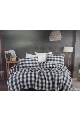 Hobby Müslin Yatak Örtüsü Takımı 240 X 260 Cm 2 Adet Yastık Kılıfı 50 X 70 Cm Antrasit