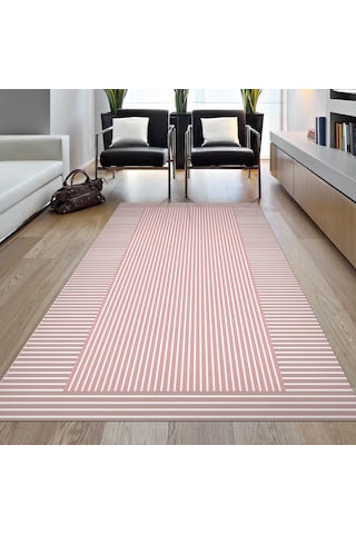 Dijital Kaymaz Yıkanabilir Banyo Mutfak Salon Paspas Halısı Trend Al4023 Pembe