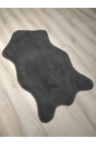 Yamalıhome Süet Taban Tavşan Peluş Halı Antrasit Post 80 x 150 Cm