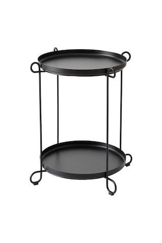 2 Katlı Tepsili Sehpa Meridyendukkan 50x54 Cm Siyah Renk Metal