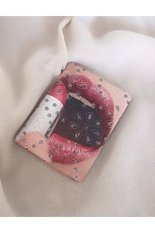 Ayna Kadın Makyaj Aynası Dudak Kırmızı Ruj Cep Çanta Model El Aynası 17227