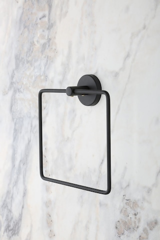 Siyah Kare Havluluk – Yapışkanlı & Vidalı Montaj, Dayanıklı Metal Havlu Askısı 20x15 cm - (S-130)
