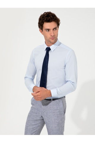 Cacharel Açık Mavi Slim Fit Uzun Kollu Gömlek Denım