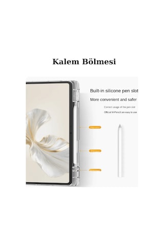 Honor Pad 9 12.1 İnç 2024 Uyumlu Manyetik Akıllı Kalem Bölmeli Tablet Kılıfı Kapaklı Kılıf