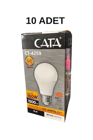 Cata Ct-4259 Sensörlü Led Ampul 15w Beyaz Işık- 10 Lu Paket