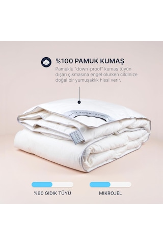 Gold 90 Downmix Yorgan %90 Gıdık Tüyü & Elyaf Karışımı, 195x215 Cm Çift Kişilik - Hafif, Konforlu Ve Dört Mevsim Kullanım Çok Renkli