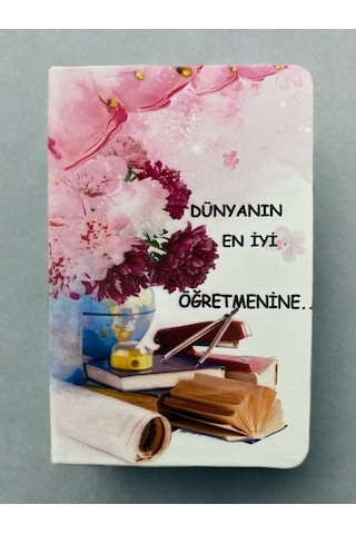 Öğretmenler Günü Hediyesi Defter 80 Yaprak Çizgili Ajanda Özel Tasarım Kapaklı Not Defteri Kod:12 Çok  Renkli