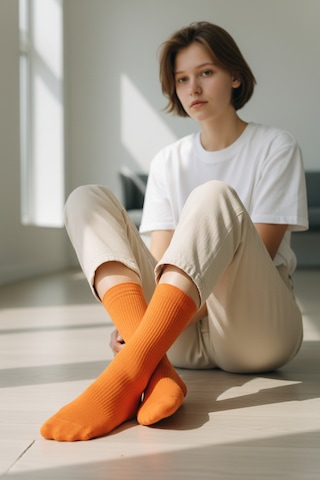Socks Stores 6 Çift Unisex Renkli Pamuklu Soket Çorap - Renkli Tenis Boy Çorap Turuncu