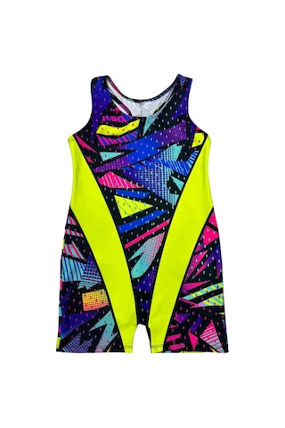 Lolliboomkids Kız Çocuk Neon Renkler Geometrik Desen Geçişli Yüzücü Tarz Mayo Neon Sarı