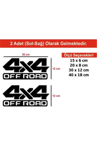 4X4 Off Road, 2 Adet, Oto Sticker Araba Sticker