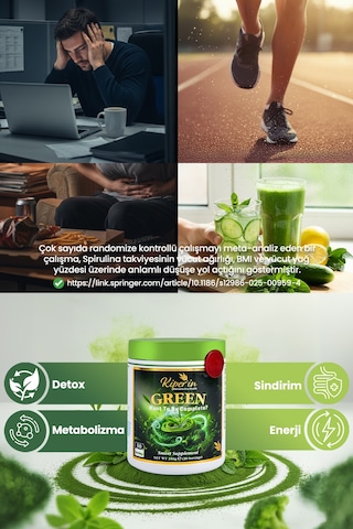 Kiperin Green Spirulina, Yeşil Çay, Brokoli Eki, Prebiyotik İnülin 30 Günlük