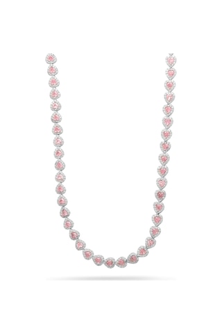 Silveranka 925 Ayar Gümüş Pembe Kalp Su Yolu Kolye