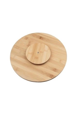 Bambu Dönerli Sunum Tahtası, 360 Derece Dönebilen Yuvarlak Pizza Ve Kahvaltı Sunum Tepsisi 30 Cm 15cm
