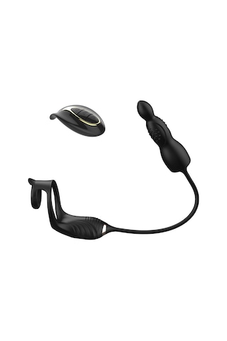 Carmine Titreşimli Masajlı Kumandalı Penis Halkalı Anal Plug