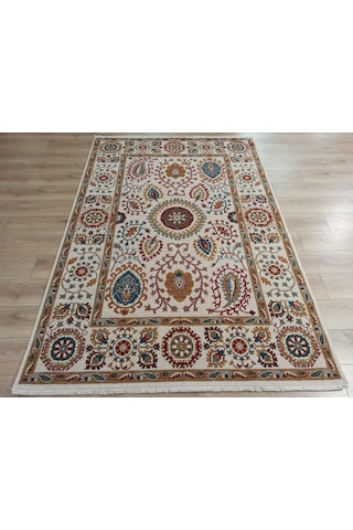 Çam Halı Funky 801 Stone Yün Ve Bambu İle Özel Tezgahlarda Üretilen Otantik Desenli El Emeği Modern Uşak Halısı Krem 2