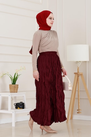 Sevitli Beli Lastikli Kraş Etek-bordo-4974 Bordo