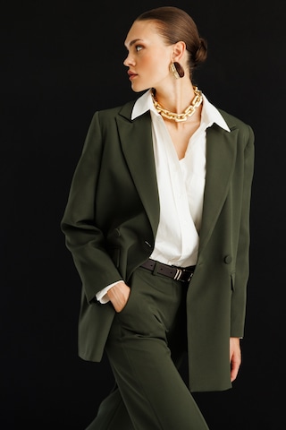 Mizalle Oversize Haki Kruvaze Blazer Ceket Haki