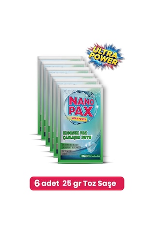 NanoPax Klorsuz Çamaşır Suyu Toz Temizlik Saşesi 6 x 25 G