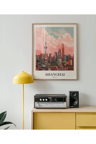 Çerçevesiz Poster Shanghai Gökyüzüne Yükselen Şehir