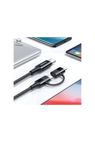 Ca-7120 2&apos Si 1 Arada 60w Usb-c - Lıghtnıng+type-c Veri Kablosu Led&apos Li 1,2m