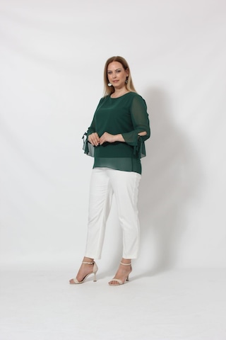 Moda Berray 3119p Petrol Kolu Valon ve Bağcık Detaylı Bluz Açık Haki