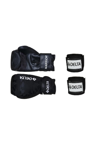 Warrior Kamuflaj Desen Boks Eldiveni + Boks El Bandajı Seti Siyah