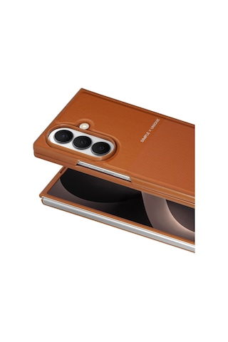 Samsung Galaxy Uyumlu Z Fold 8 Ultra Kılıf High Pu Deri Hdd Hbc-482 Siachen Case Kahverengi