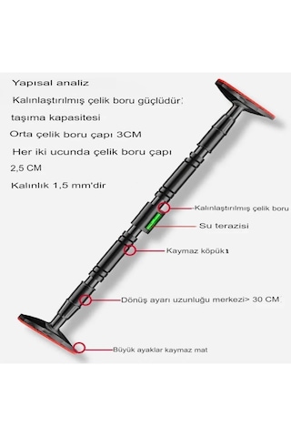 Yeni Nesil 72-95cm Kapı Barı Koridor Barfiksi Barfix Spor Aleti D