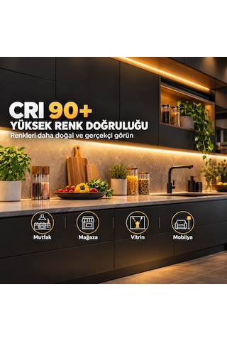 Cob Şerit Led 12v 300 Led/m Crı 90+ Noktasız Aydınlatma Soğuk Beyaz 10000k 5 Metre