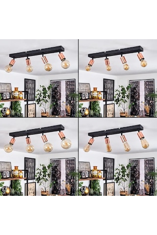 Riolıght Modern1 Siyah1 4xe27 Duylu Mafsallı Hareketli Başlık Glop Ampul Hariç Metal Spot Avize Siyah