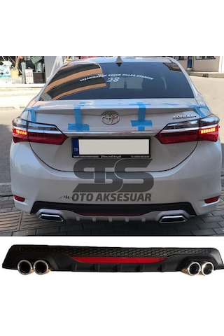 Toyota Corolla 2013-2018 Difüzör Arka Tampon Eki 4 Egzoz Çıkışlı Siyah Reflektörlü