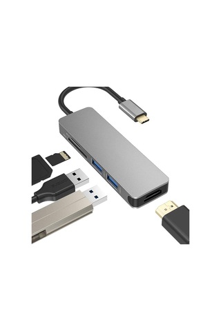 4k Hdmı İçin Alüminyum Usb Ac Hub, Kullanışlı Sd Tf Kart Okuyucu Ve Çok İşlevli Hub Aracılığıyla Kolay Dosya Erişimi, Dizüstü Bilgisayar Ve Macbook İçin Kompakt Tasarım