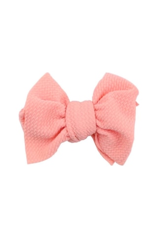 Bow - Fiyonklu Elastik Saç Klips Toka Her Yasa Uygun - Saç Aksesuarları Somon