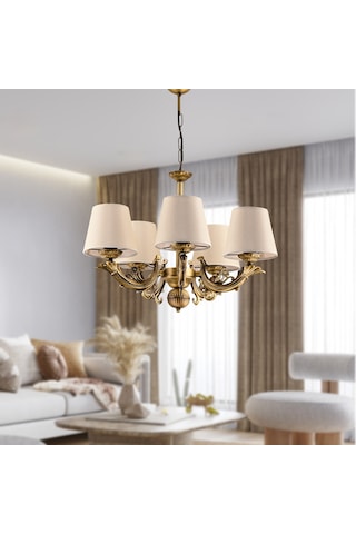 Dede Beş Kollu Sava Zamak Avize Eskitme Şapkalı Eskitme