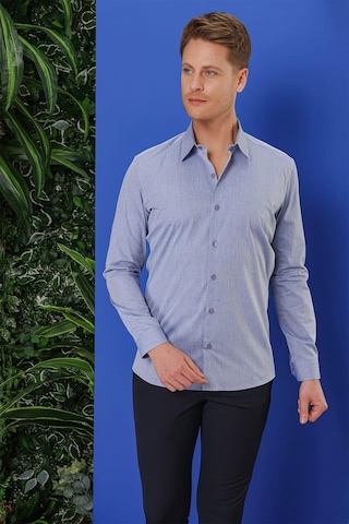 Efor Gk 679 Slim Fit Koyu Mavi Klasik Gömlek Koyu Mavi
