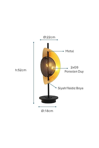 Siyah/sarı Yaldız Boyalı Modern Masa Lambası Plc-1202-m-bsy 3674548