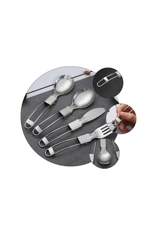 Parça Set Katlanır Bıçak Ve Çatal Kaşık Kamp Çatal Bıçak Takımı Açık Hava Sofra Takımı Katlanır Çatal Seyahat Çatal Bıçak Takımı Katlanabilir Kaşık Diğer