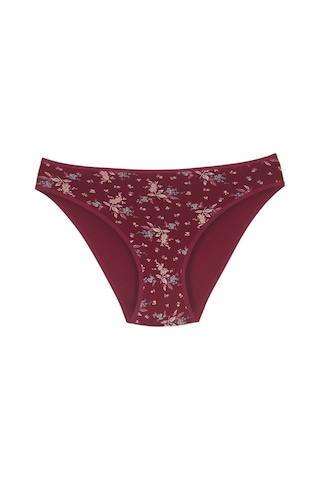 18001-5 Kadın 7'li Flowers Bikini Külot Paketi V9-bordo Mix Çok Renkli