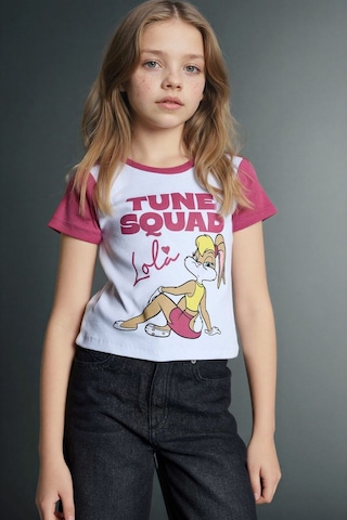 Defacto Looney Tunes Cropped Fıt Bisiklet Yaka Ribana Kısa Kollu Tişört Kız Çocuk G8309a826spwt34 Beyaz-wt34