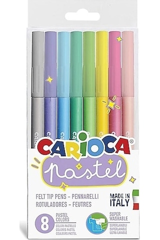 Carioca Pastel Renkler Yıkanabilir Keçeli Boya Kalemi 8'li