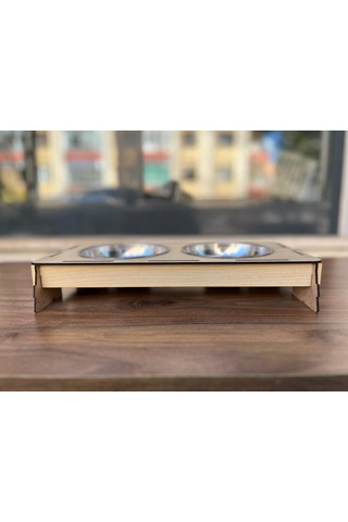 Pati Tasarımlı Ahşap Evcil Hayvan Mama Kabı